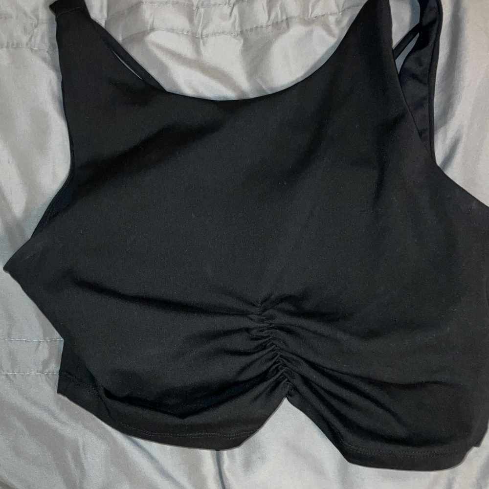 Black Ruched Sports Bra